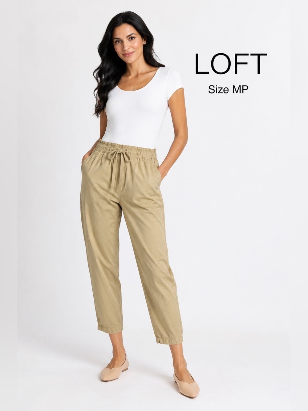 LOFT women Tan Casual summer preppy Pants 100% cotton/size MP